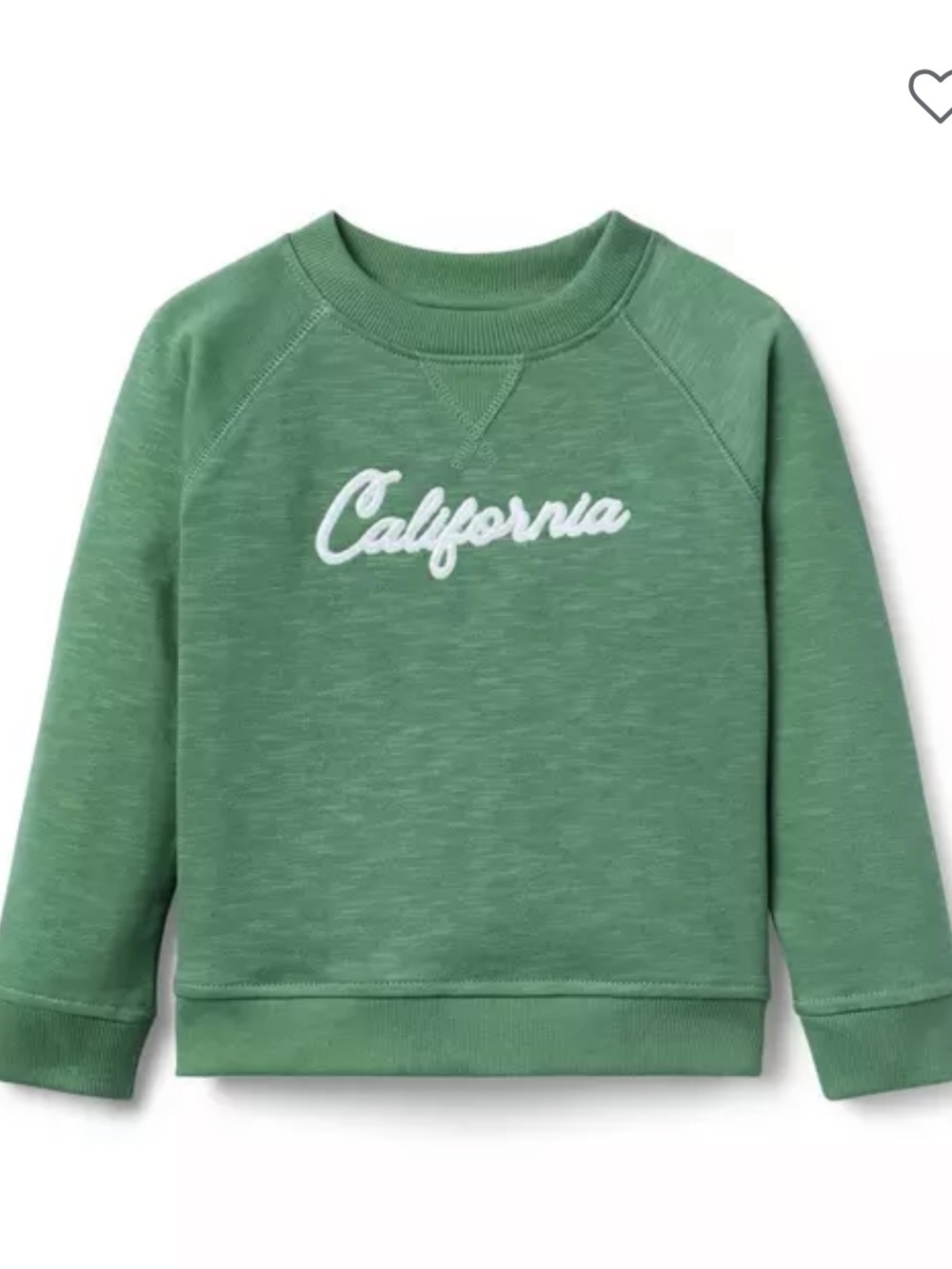 NWT Janie and Jack 'California' Sweatshirt in color Ivy Leaf